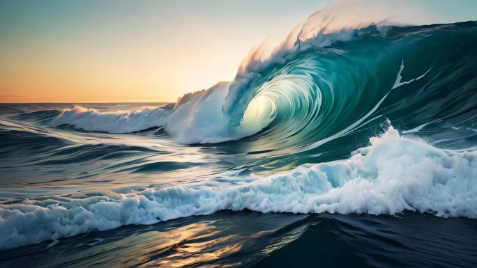 水浪海潮海浪浪花朵朵大浪波涛背景