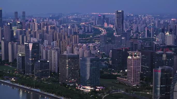 杭州滨江区城市高楼CBD航拍4K高清画质