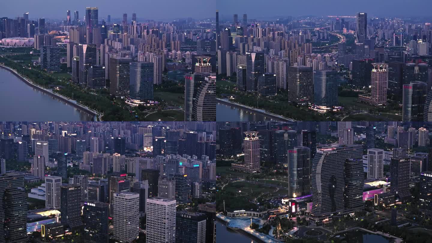 杭州滨江区城市高楼CBD航拍4K高清画质
