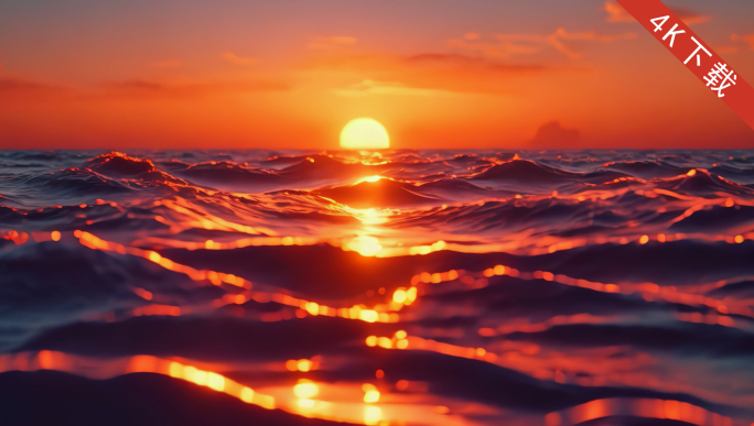 大海海浪海边日落