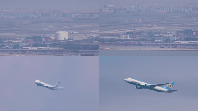 20公里外拍摄飞机从深圳机场起飞
