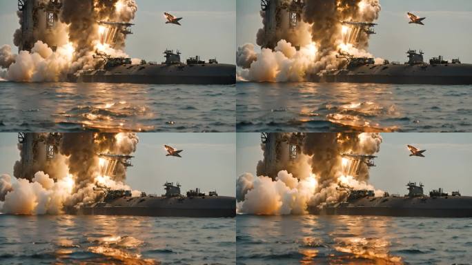 导弹 火箭爆炸海洋火灾
