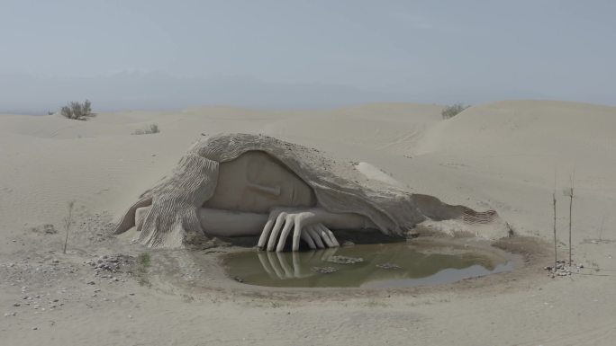 【4K】沙漠雕塑沙漠之泉航拍