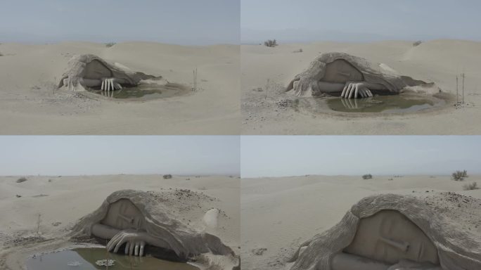 【4K】沙漠雕塑沙漠之泉航拍