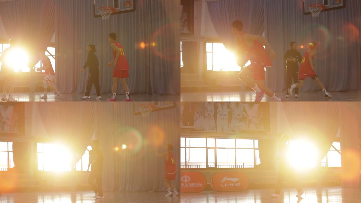 篮球 剪影 运球 投篮 阳光少年 逆光