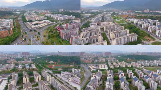 福州闽侯县大学城福州大学旗山校区航拍校园