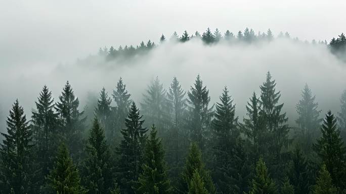 迷雾森林 大自然 森林 清晨雾气原始森林