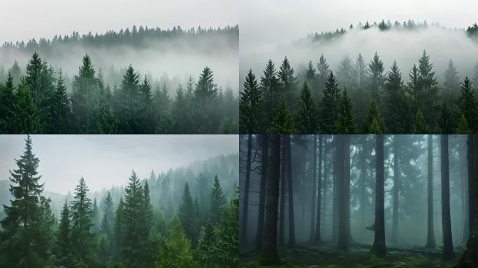 迷雾森林 大自然 森林 清晨雾气原始森林