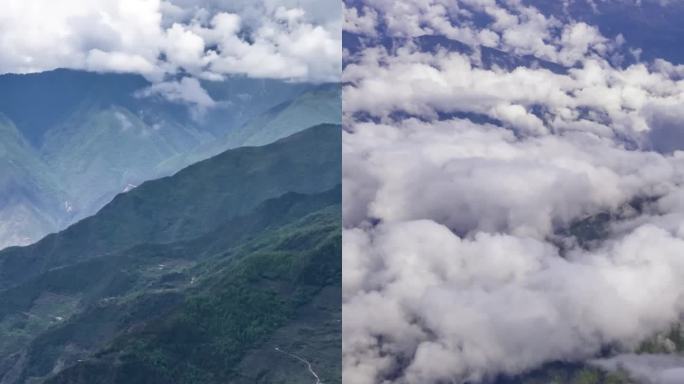 高清竖屏延时航拍四川牛背山云海风景