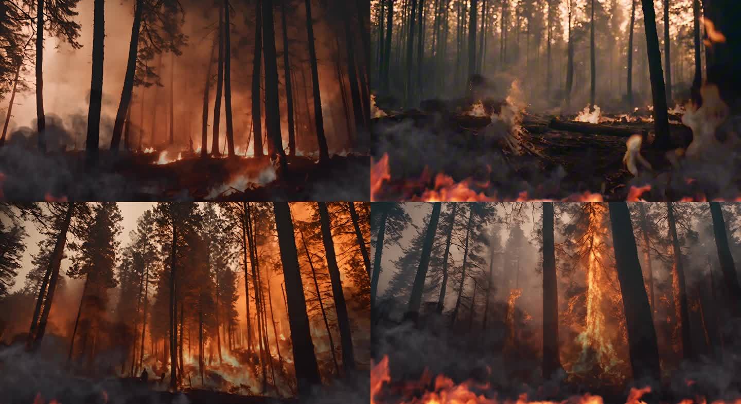 山火森林火灾大火烧山自然灾害火消防