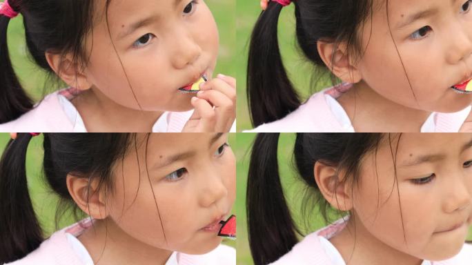 吃棉花糖的可爱微笑女孩