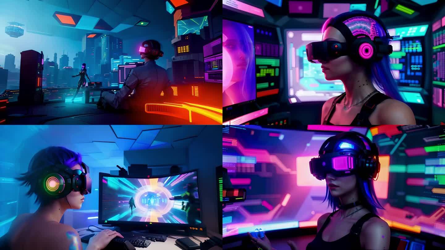 赛博朋克科幻未来虚拟VR科技