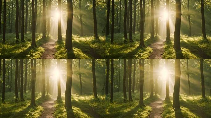 阳光透过森林荒野
