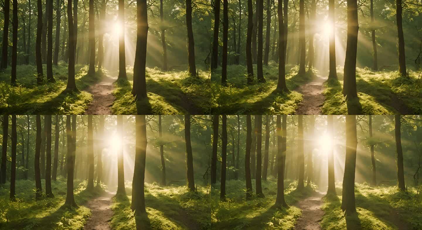 阳光透过森林荒野