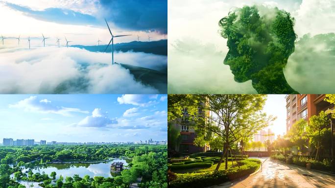4K绿色地球碳中和城市湿地公园环保合集