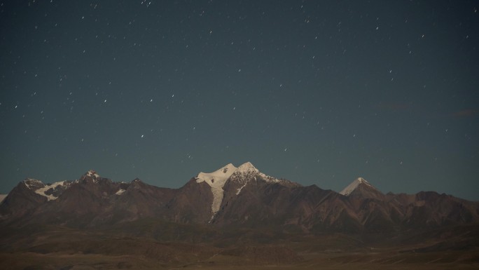 藏区雪山白昼延时夜晚星辰