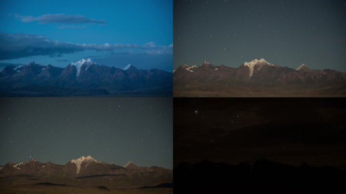 藏区雪山白昼延时夜晚星辰