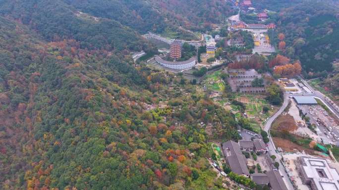 浙江绍兴会稽山大禹陵景区航拍越城区风景大