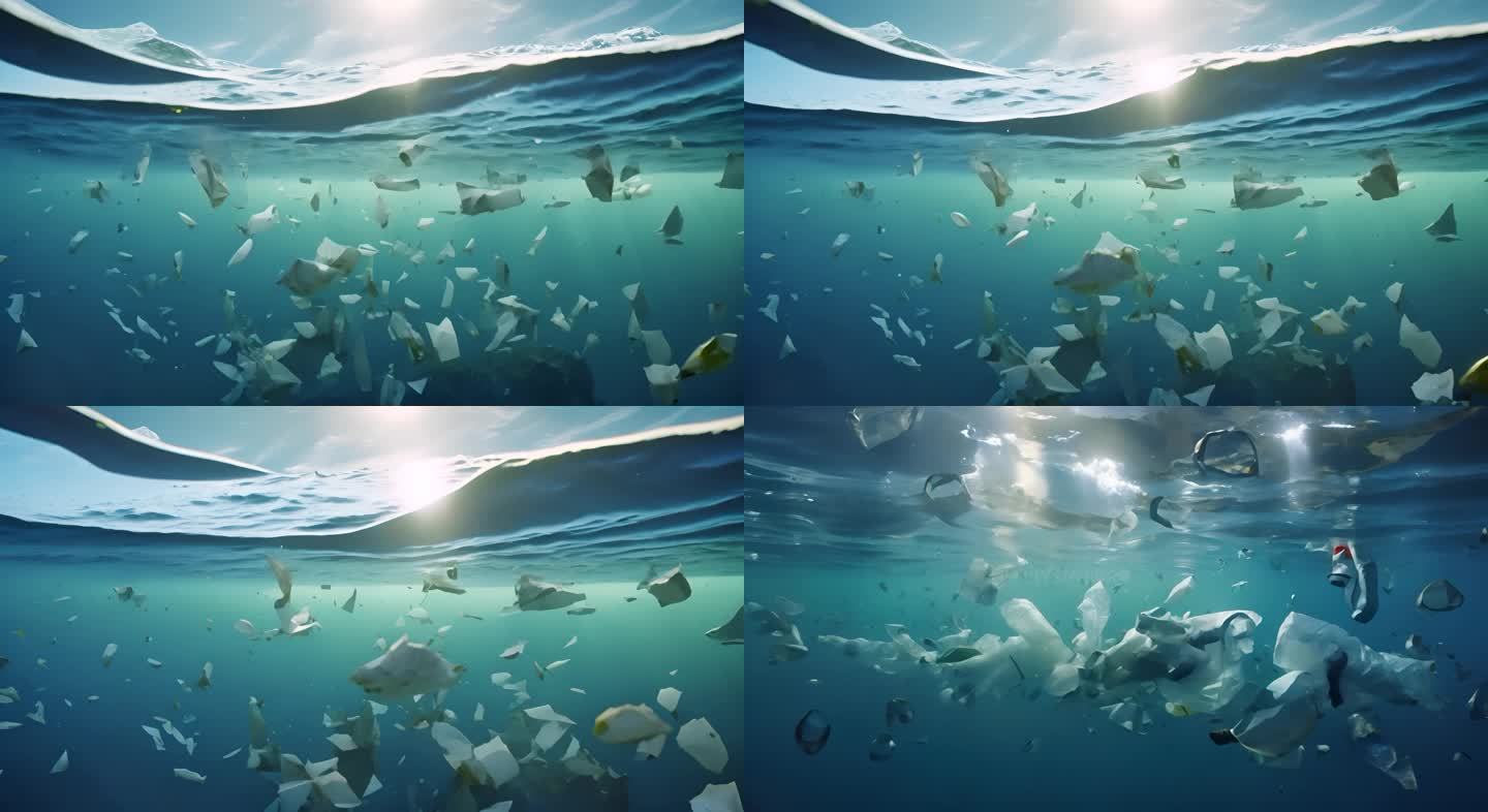 海底海洋垃圾水污染白色污染