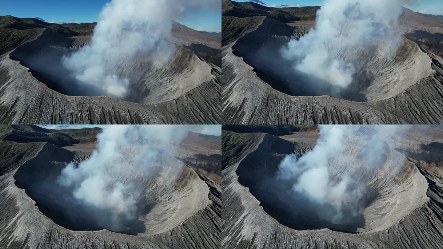 航拍印度尼西亚布罗莫火山俯瞰素材
