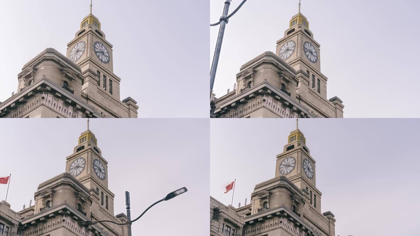 钟楼钟表运转延时摄影-上海海关大楼