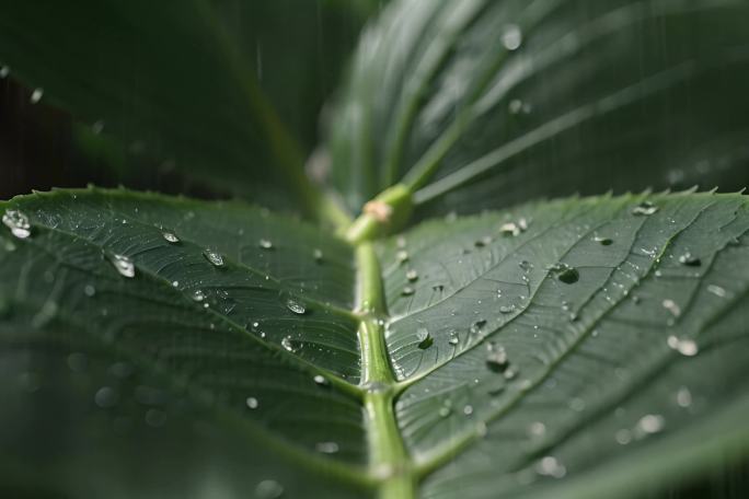 森林小溪雨林下雨绿色延时升格慢速