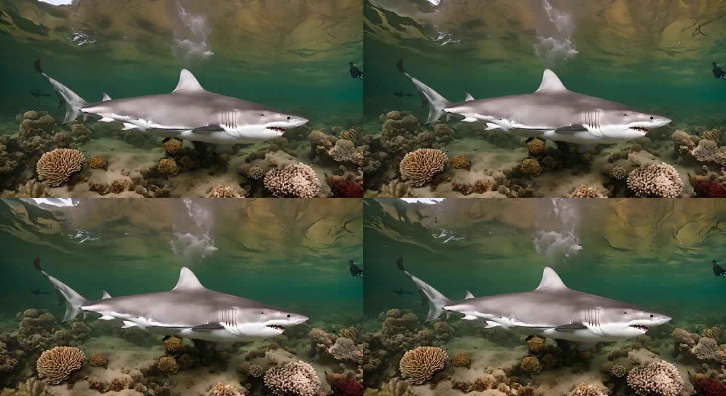 鲨鱼 礁石鱼海洋