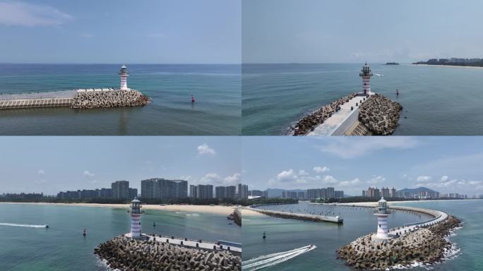 海南陵水清水湾自由灯塔航拍4K