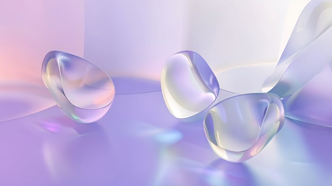 全息玻璃质感的立体几何图形科技动态背景