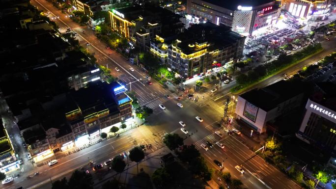 航拍广西靖西夜景全貌延时航拍