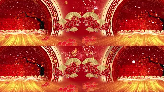 新年中国红 LED背景晚会视频