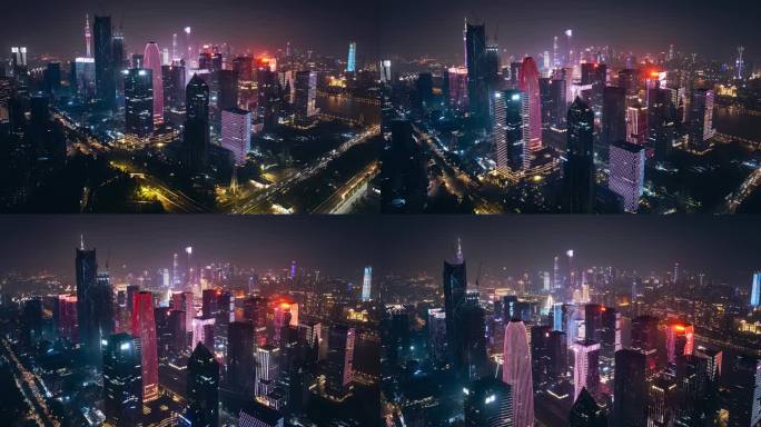 航拍广州 夜景 科技城 金融区 琶洲