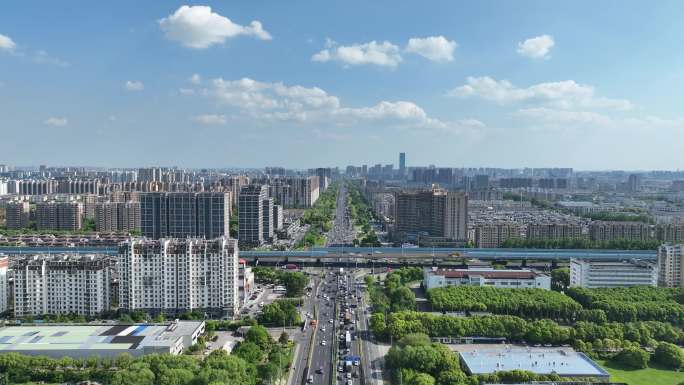 4K航拍昆山城市建筑风光大景