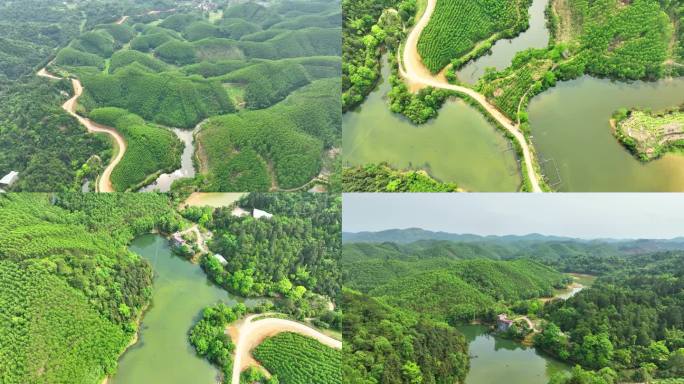 航拍乡村大山层层大山