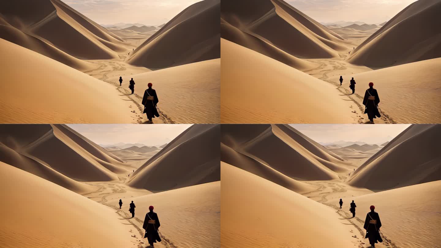 丝绸之路大漠西域历史沙漠风景背景