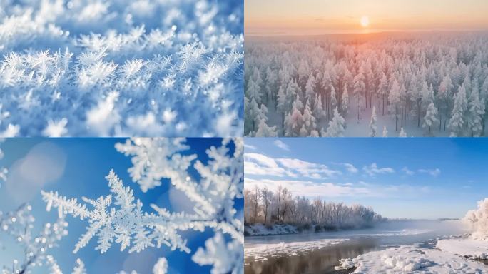 吉林雾凇冬天雪景雾凇寒冬寒冷冬季冰天雪地