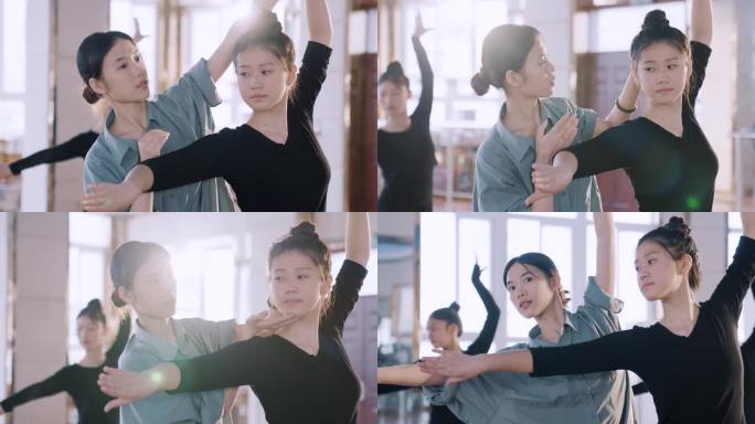 舞蹈课 老师指导女生排练舞蹈