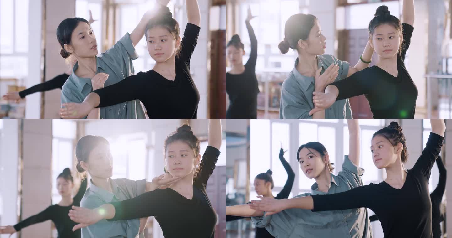 舞蹈课 老师指导女生排练舞蹈