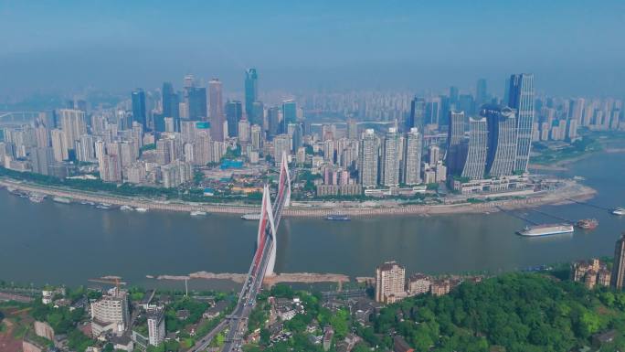 重庆城市天际线全景风光航拍