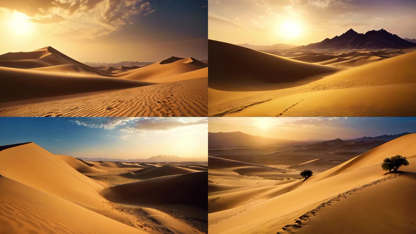 （合集）丝绸之路大漠西域大漠戈壁风景背景