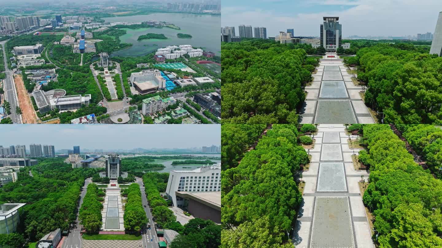 武汉江汉大学校园教学楼航拍4K