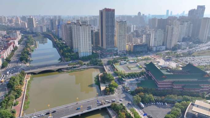 江西南昌滕王阁旅游区航拍东湖区城市风景风
