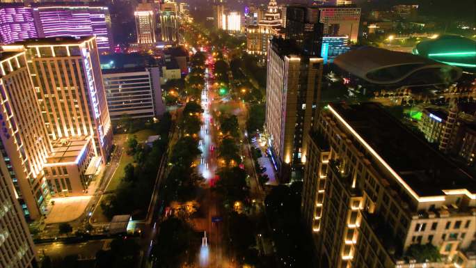 杭州西湖区天目山路黄龙路夜景车流延时_1