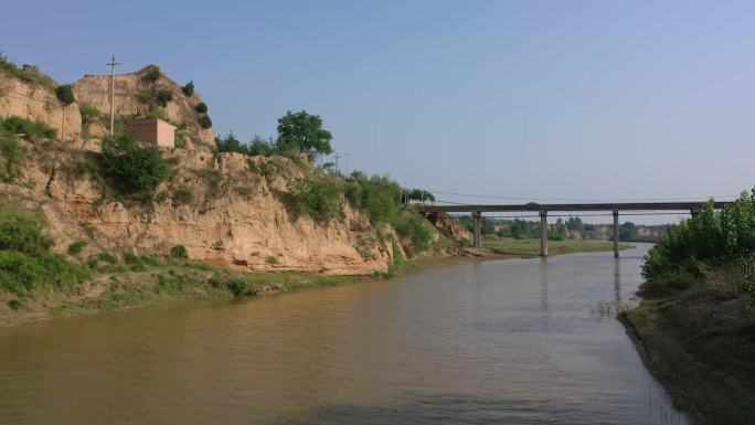 泾河河流桥梁放牧黄河支流河水灌溉泥沙农田