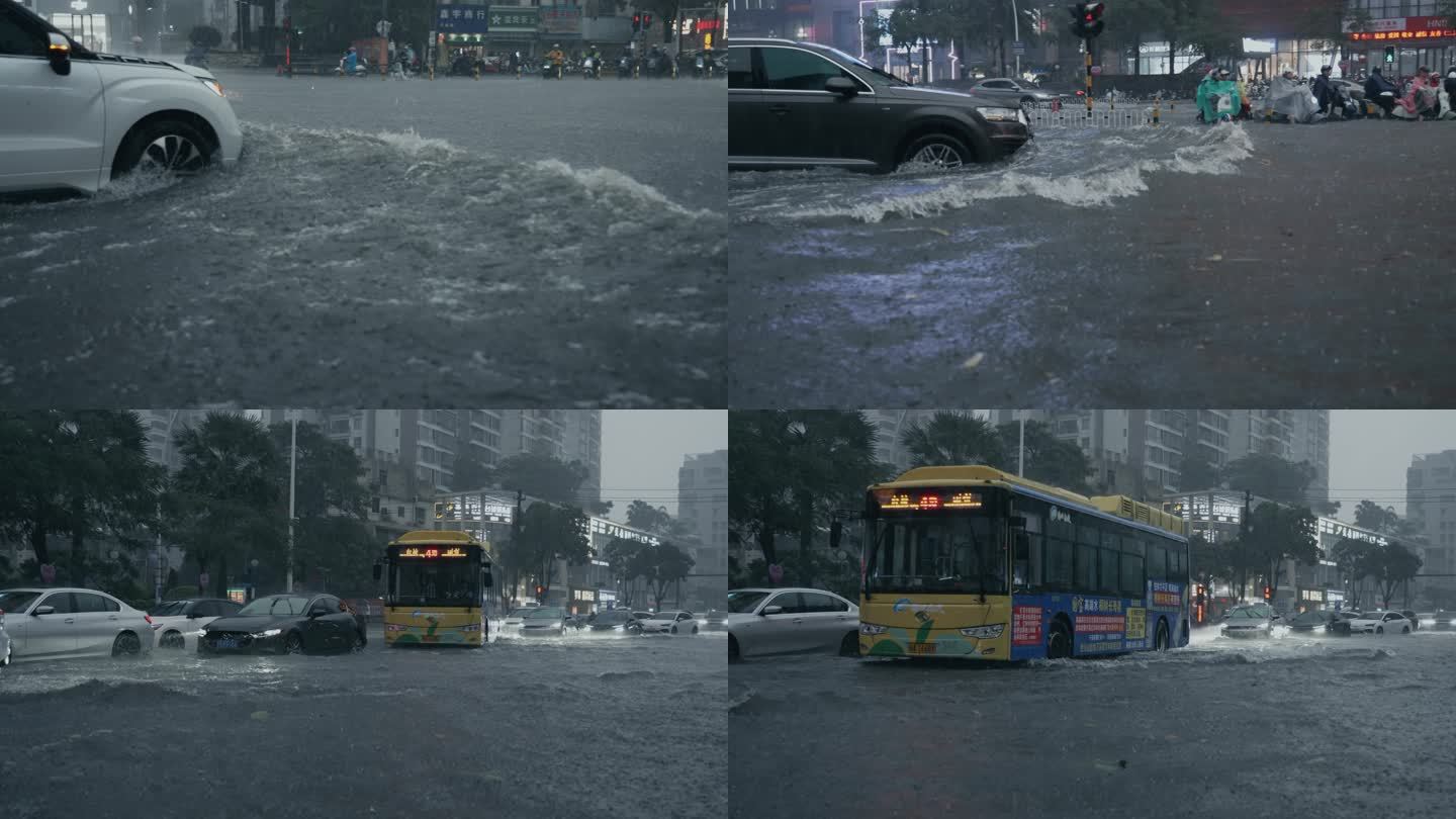 雨天涉水行驶-高速摄影