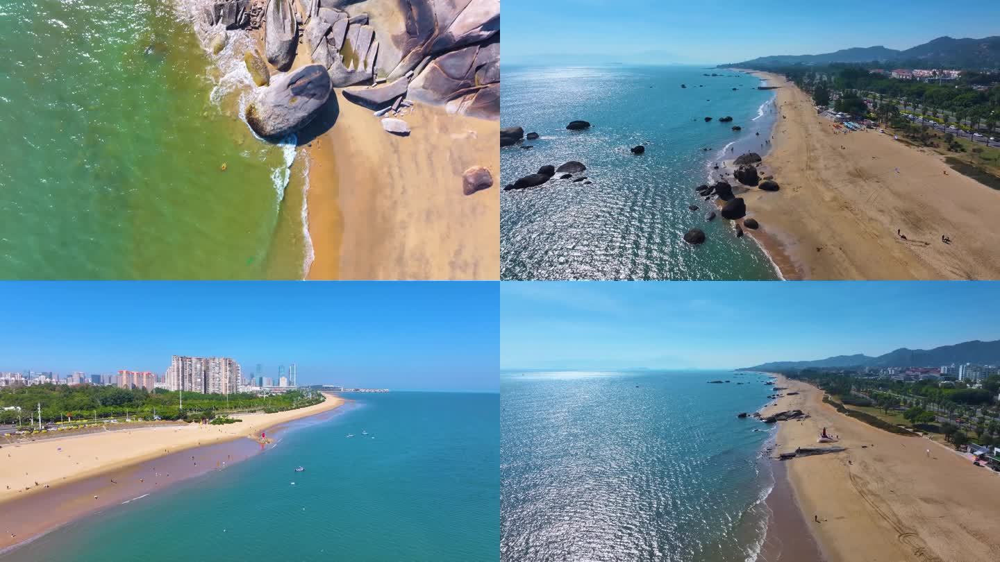 东海大海海边海水海浪沙滩海滩航拍风景唯美