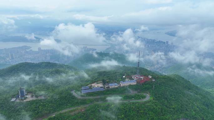 黄石市大景航拍月亮山云海航拍