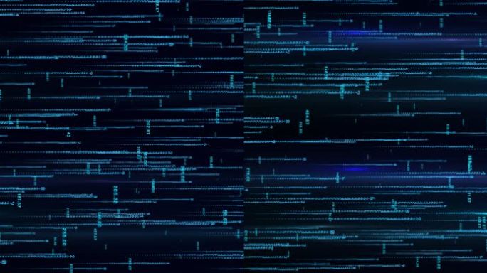 8K黑客粒子数字流右行循环大数据蓝色科技
