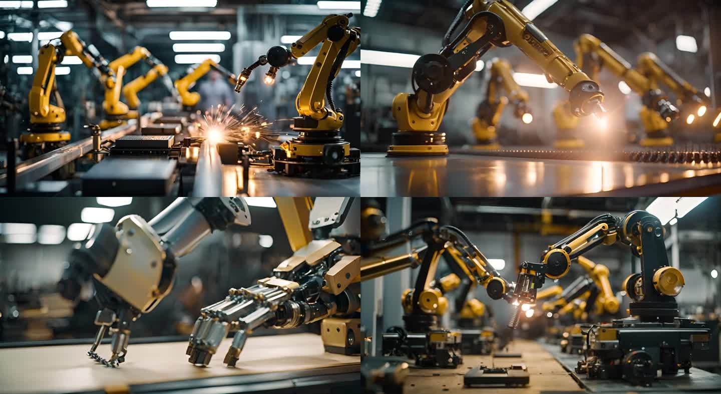 机器臂在工作 机器人无人工厂