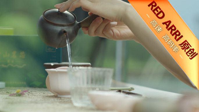唯美喝茶品茶国风美女享受自然休闲生活